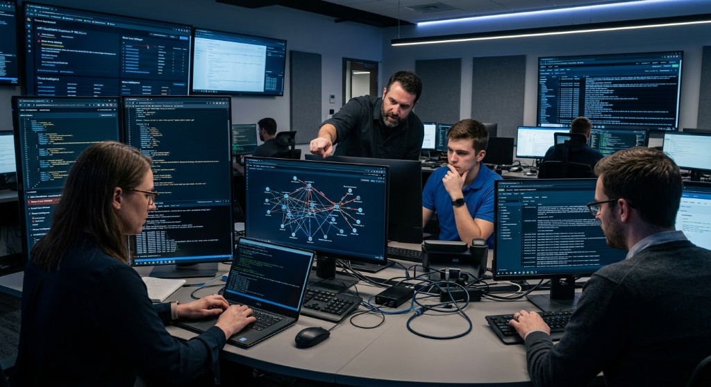 Equipe cybersécurité en salle de supervision